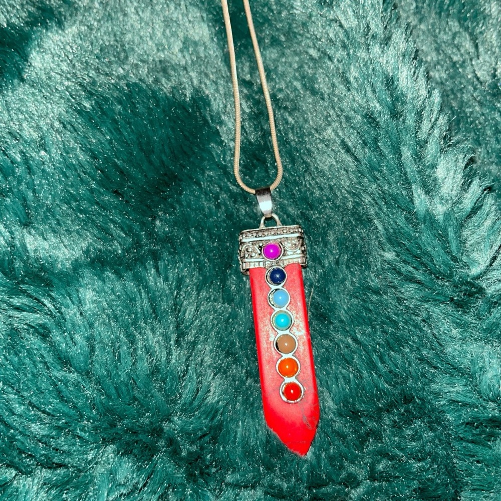 Healing red 7 chakra healing pendant
